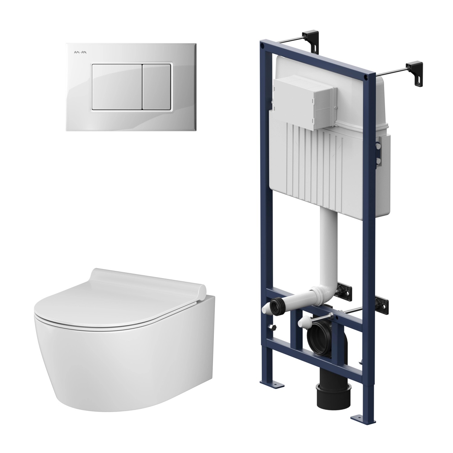 AM.PM WC Set Wand WC Vorwandelement Drückerplatte Toilette mit Spülkasten Komplett IIS70201.XB1700 ProC AM.PM WC Set Wand WC Vorwandelement Drückerplatte Toilette mit Spülkasten Komplett IIS70201.XB1700 ProC von AM.PM