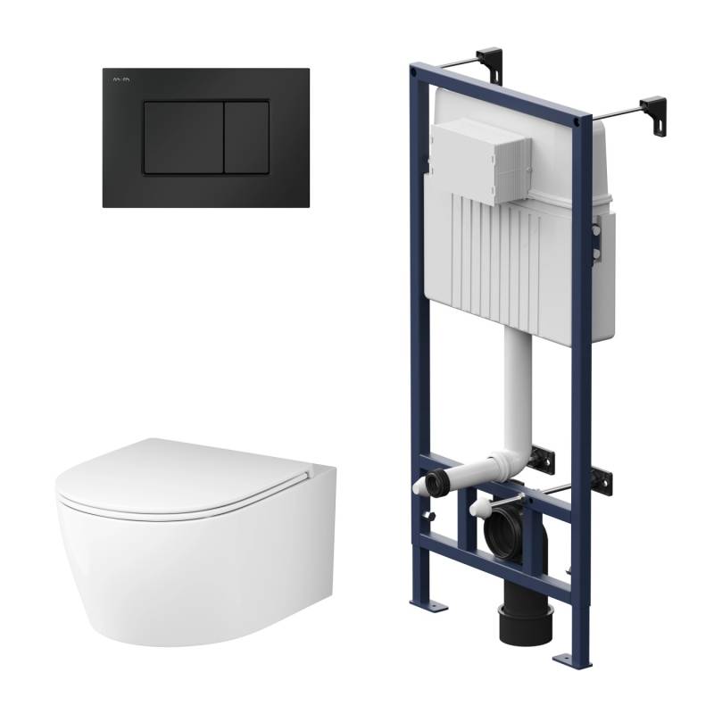 AM.PM WC Set Wand WC Vorwandelement Drückerplatte Toilette mit Spülkasten Komplett IIS70238.XB1700 ProC von AM.PM