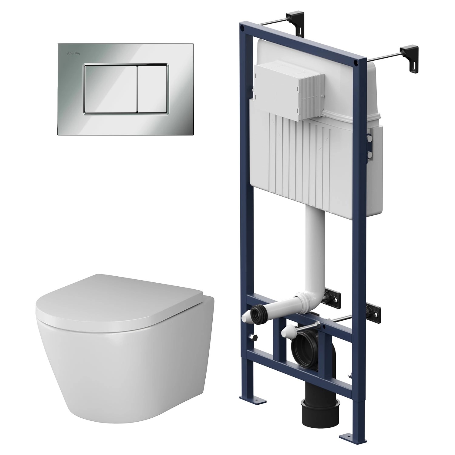 AM.PM WC Set: Wand-WC + Vorwandelement + Drückerplatte Toilette mit Spülkasten Komplett IIS70251.NA1700 Flash Rechteckig AM.PM WC Set: Wand-WC + Vorwandelement + Drückerplatte Toilette mit Spülkasten Komplett IIS70251.NA1700 Flash Rechteckig von AM.PM