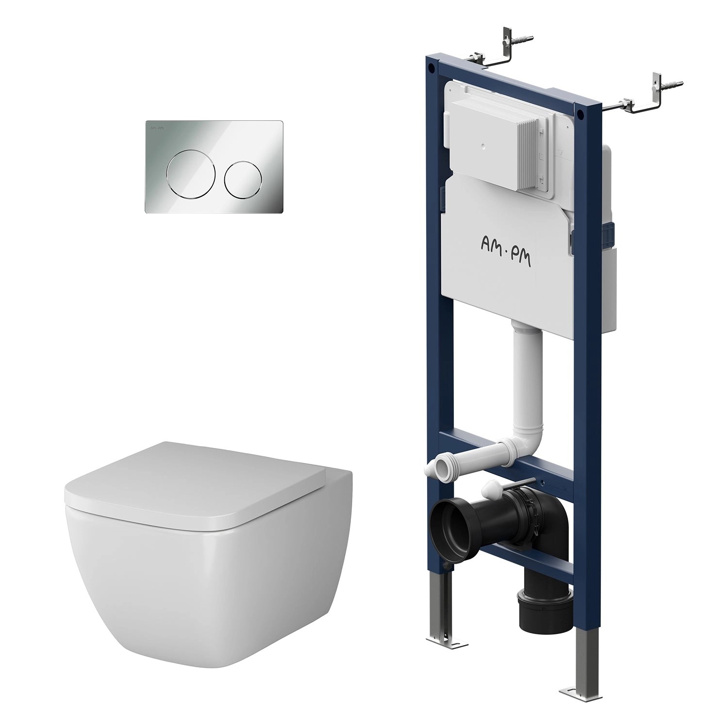 AM.PM WC Set: Wand-WC + Vorwandelement + Drückerplatte Toilette mit Spülkasten Komplett IIS90151.GA1700 Gem Runde AM.PM WC Set: Wand-WC + Vorwandelement + Drückerplatte Toilette mit Spülkasten Komplett IIS90151.GA1700 Gem Runde von AM.PM