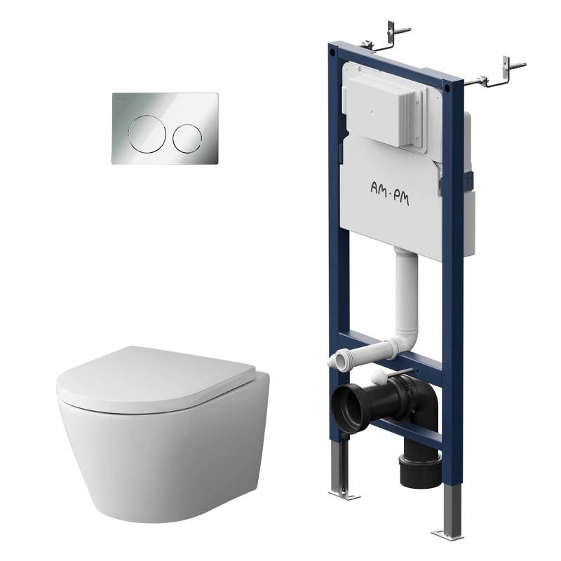 AM.PM WC Set: Wand-WC + Vorwandelement + Drückerplatte Toilette mit Spülkasten Komplett IIS90151.NA1700 Flash Runde AM.PM WC Set: Wand-WC + Vorwandelement + Drückerplatte Toilette mit Spülkasten Komplett IIS90151.NA1700 Flash Runde von AM.PM