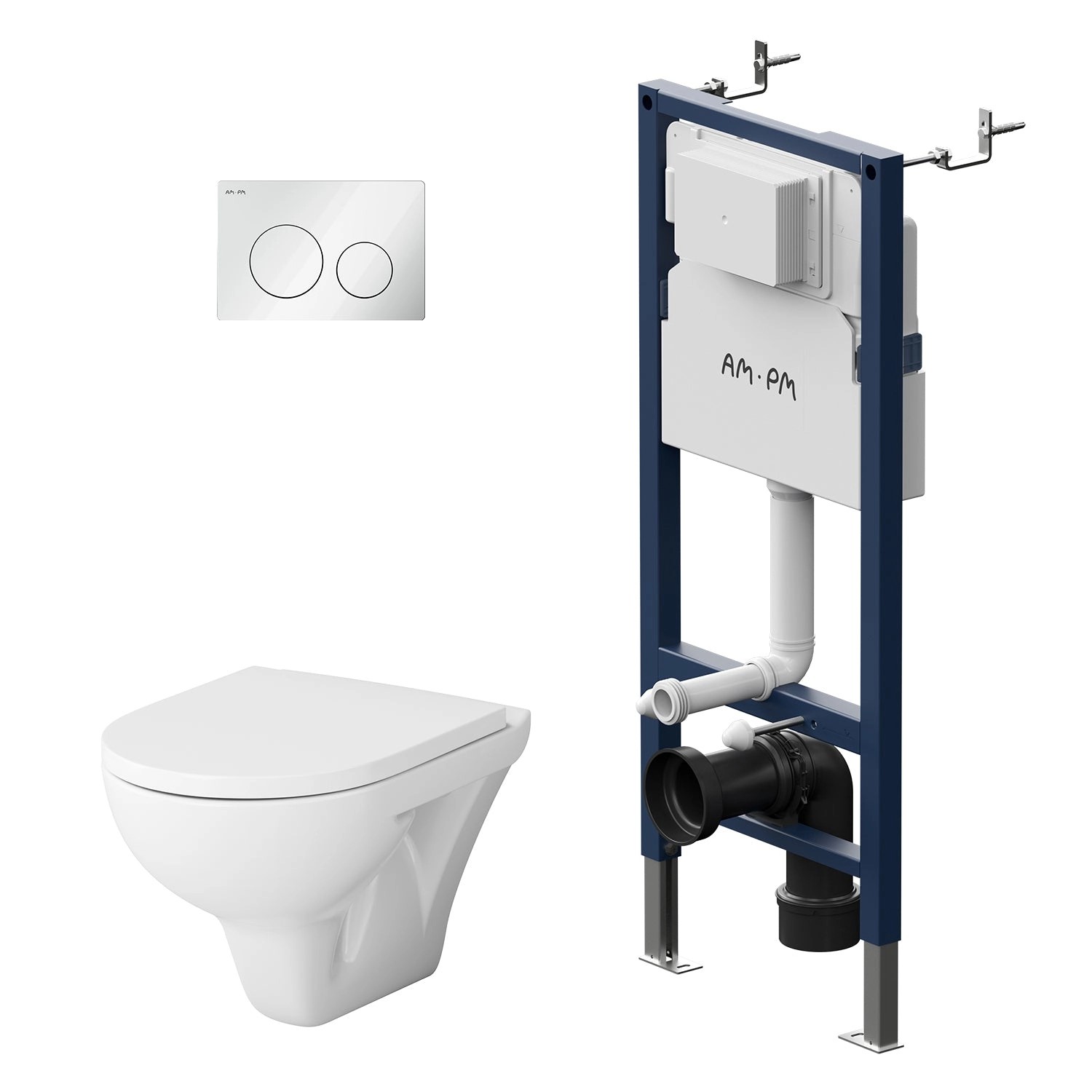 AM.PM WC Set: Wand-WC + Vorwandelement + Drückerplatte Toilette mit Spülkasten Komplett IIS90151.TA1700 Hit Runde AM.PM WC Set: Wand-WC + Vorwandelement + Drückerplatte Toilette mit Spülkasten Komplett IIS90151.TA1700 Hit Runde von AM.PM