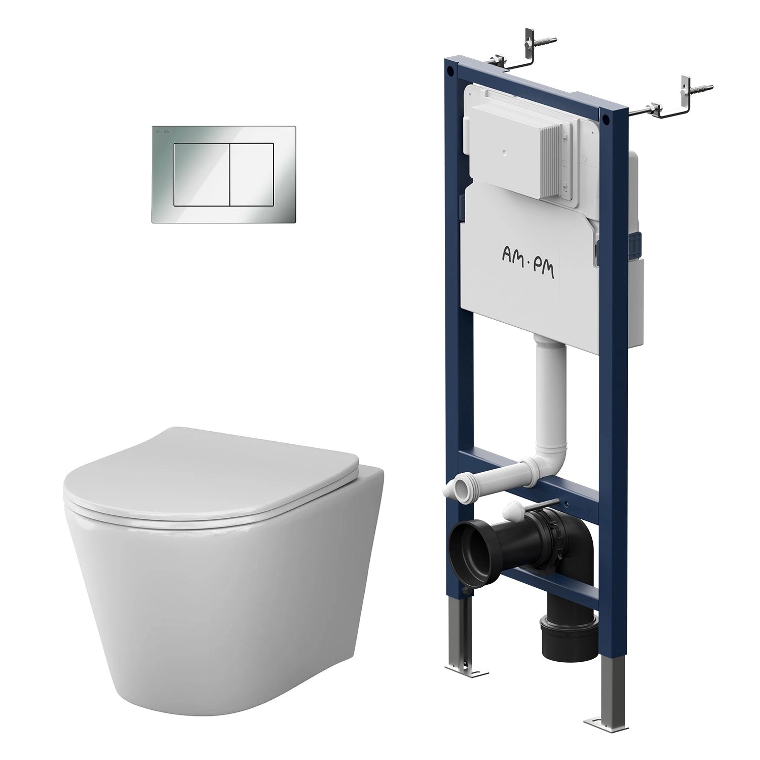 AM.PM WC Set: Wand-WC + Vorwandelement + Drückerplatte Toilette mit Spülkasten Komplett IIS90251.PA1900 Spike Rechteckig AM.PM WC Set: Wand-WC + Vorwandelement + Drückerplatte Toilette mit Spülkasten Komplett IIS90251.PA1900 Spike Rechteckig von AM.PM