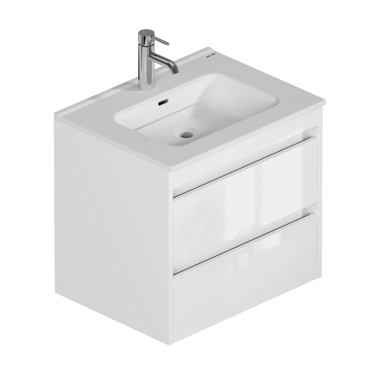 AM.PM Waschtischunterschrank Spike mit Becken Weiß Glänzend 2 Schubladen 60 cm von AM.PM