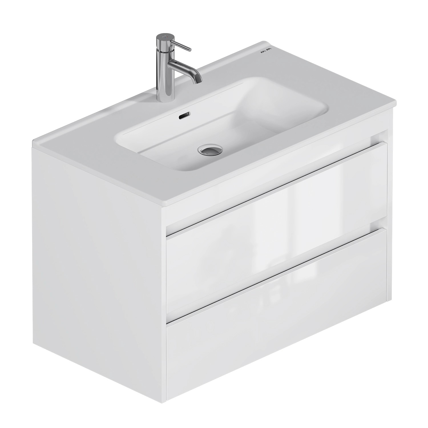 AM.PM Waschtischunterschrank Spike mit Becken Weiß Glänzend 2 Schubladen 80 cm von AM.PM