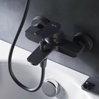 Am.pm - Badewannenarmatur Wannenarmatur Wasserhahn Bad Wannenbatterie Einhebelmischer Bad Einhebel Mischbatterie Badarmatur Gebürstet, Schwarz matt von AM.PM