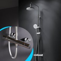 Duschsystem Regendusche mit Thermostat 38℃ Edelstahl Duscharmatur Set Duschsäule Regendusche, inkl. verstellbar Duschstange F07XA400 X-Joy,Chrom von AM.PM