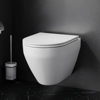 Am.pm - Spülrandloses wc Toilette für Gäste-WC, Hänge-WC CSB1700SC Spirit V2.0 FlashClean aus Keramik, Wand-WC, 490mm lang, Weiß - Weiß von AM.PM