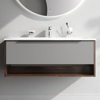 Am.pm - Badmöbel Set Badezimmerschrank mit Waschbecken Hängender Waschbecken mit Unterschrank mit Soft Close, 100 cm, 1 Schublade, Graphit matt von AM.PM