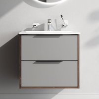 Badmöbel Set Badezimmerschrank mit Waschbecken Hängender Waschbecken mit Unterschrank mit Soft Close, 60 cm, 2 Schubladen, Graphit matt - Am.pm von AM.PM
