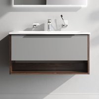 Am.pm - Badmöbel Set Badezimmerschrank mit Waschbecken Hängender Waschbecken mit Unterschrank mit Soft Close, 80 cm, 1 Schublade, Graphit matt von AM.PM