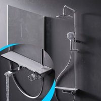 Am.pm - Duschsystem ohne Armatur Regendusche Duschset ohne Thermostat mit Kopfbrause Handbrause Umsteller eckig Duschsäule für Badezimmer chrom von AM.PM