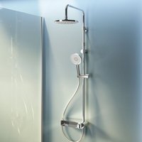 Am.pm - Duschsystem mit Armatur Regendusche Duschset ohne Thermostat mit Kopfbrause Handbrause Umsteller eckig Duschsäule für Badezimmer F0785A600 von AM.PM
