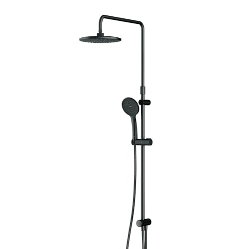 Duschset Brauseset Duschsystem ohne Armatur, Regenduschset Kopfbrause Rund Handbrause Duschsäule Dusche AM.PM F07TA022 Hit, Schwarz matt von AM.PM