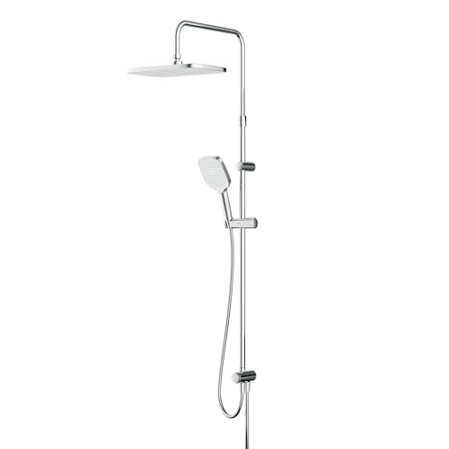 Duschset Brauseset Duschsystem ohne Armatur, Regenduschset Kopfbrause quadratischer Überduschkopf Duschsäule Dusche AM.PM F07FA000 Func, Chrom von AM.PM