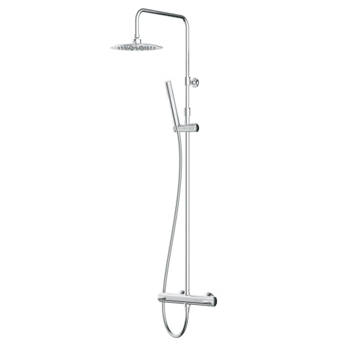 AM.PM Spike - Duschsystem mit Thermostat, Komplettes Duschset mit runder Regendusche Ø 22 cm & Handbrause, höhenverstellbare Duschsäule 103–146 cm, Brauseschlauch 1750 mm, Chrom AM.PM Spike - Duschsystem mit Thermostat, Komplettes Duschset mit runder Regendusche Ø 22 cm & Handbrause, höhenverstellbare Duschsäule 103–146 cm, Brauseschlauch 1750 mm, Chrom von AM.PM