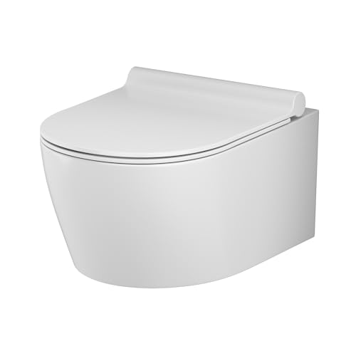 Spülrandloses Wand-WC, Toilette für Gäste-WC, Hänge-WC FlashClean aus Keramik mit Softclosing-Sitzabdeckung, WC-Sitz mit Absenkautomatik, AM.PM CXB1700SC X-Joy S von AM.PM