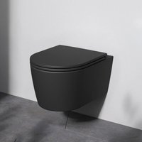 Am.pm - Spülrandloses wc Toilette für Gäste-WC Hänge-WC FlashClean aus Keramik Wand-WC CFA1700MBSC Func Wand-WC Schwarz mit Softclosing-Sitzabdeckung von AM.PM