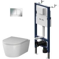 Vorwandelement II12709 inkl. Drückerplatte II90251 + Wand wc CFA1700SC ohne Spülrand + WC-Sitz mit Soft-Close-Absenkautomatik - Am.pm von AM.PM