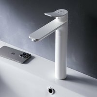 Wasserhahn Bad Hoch Waschbecken Badarmatur Mischbatterie aus Messing Waschtischarmatur Einhandmischer für Badezimmer Waschbeckenarmatur, Weiss matt von AM.PM