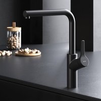 AM.PM Wasserhahn Küche drehbar Küchenarmatur Edelstahl Spültischarmatur Hochdruck Armatur Mischbatterie Küche matt FXB05022 X-Joy S, Schwarz matt von AM.PM