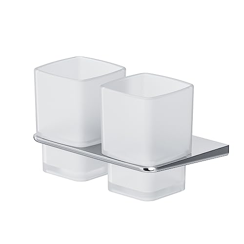 Zahnputzbechern (2 Stück) mit Halterung - Becher aus Satiniertem Glas, Wandhalterung - zur Wandbefestigung - mit Bohren, AIB343400 AM.PM Inspire 2.0 von AM.PM