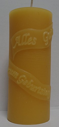 Bienenwachskerze Geburtstagskerze gegossen 12 x 5 cm "Alles Gute zum Geburtstag" von AMA-Feinkost