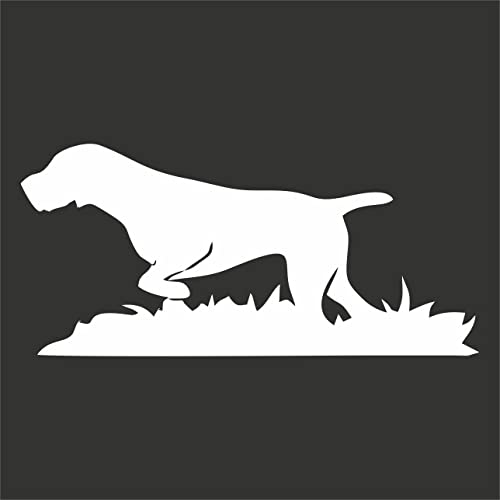 AMA SHOP Aufkleber aus PVC Deutsch Drahthaar Farbe weiß | Deutscher Hund mit hartem Fell | Aufkleber für Helm, Motorrad, Wohnmobil | AutoTuning | Jagd von AMA SHOP