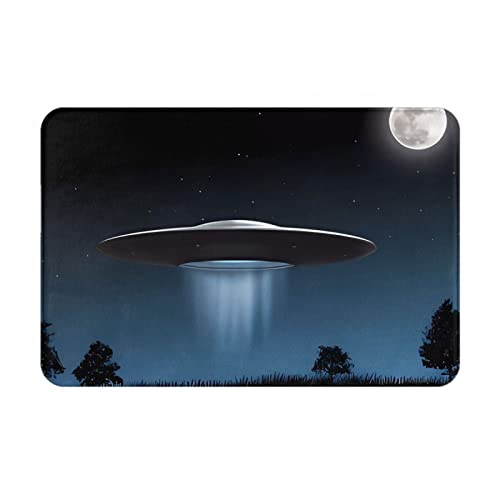 UFO at Night Fußmatte Willkommensmatte für den Innen- und Außenbereich, Vlies, gepunkteter Kunststoffboden, 40,6 x 61 cm von AMACAY