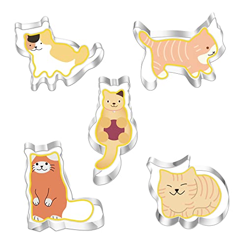 Keksausstecher Ausstechform Katze Plätzchenausstecher Ausstechform Tier Kätzchen Katze Keks Set Edelstahl Ausstechformen Backen Fondant Cookie Keks zum Backen Fondant Katzenform 5 Stück von Amacoam