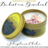 Chakra Kristallkerze in Bechdose Duftkerze Als Geschenk Oder Mitbringsel "Solarplexus-Chakra" Duftet Nach Rose von AMADOselfcare
