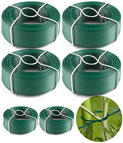 Amagabeli 0.95mm X 50m X 6PCS Bindedraht Spanndraht Garten Blumendraht Gartendraht Zaundraht Rostfrei verzinkt Zaun Wickel Draht Drahtrolle maschendraht PVC WR8 DA090 von AMAGABELI GARDEN & HOME