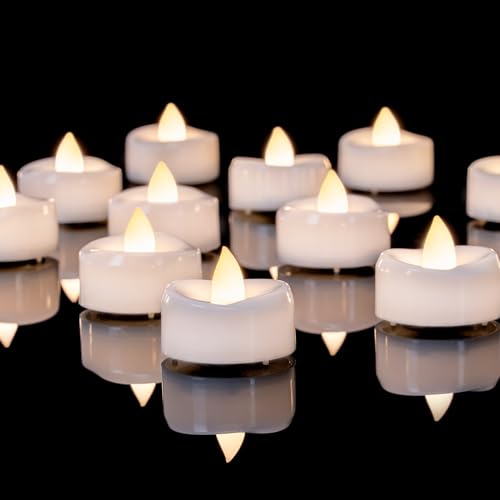 AMAGIC 24 Stück LED Teelichter Flameless Kerzen batteriebetrieben, Last 150+ Stunden flackernde Teelichter, Warm White Tealight Kerzen für Weihnachten Hochzeiten, Dia 3.8CM x H 3CM von AMAGIC