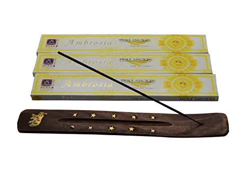 Berk Ambrosia Der Duft der Götter das beliebteste Räucherstäbchen Starterset 3 Packungen mit Stäbchenhalter von AMAHOFF