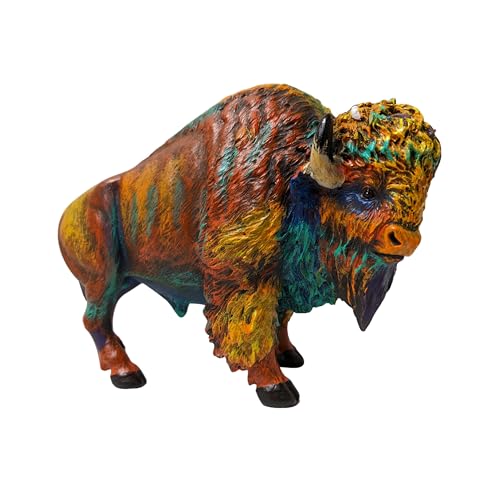 AMAJY Rustikales Kunstharz, bunte amerikanische Ikone, Bison Wildtier-Statue, Tischregal, Display, Büffel-Figur AMAJY Rustikales Kunstharz, bunte amerikanische Ikone, Bison Wildtier-Statue, Tischregal, Display, Büffel-Figur von AMAJY