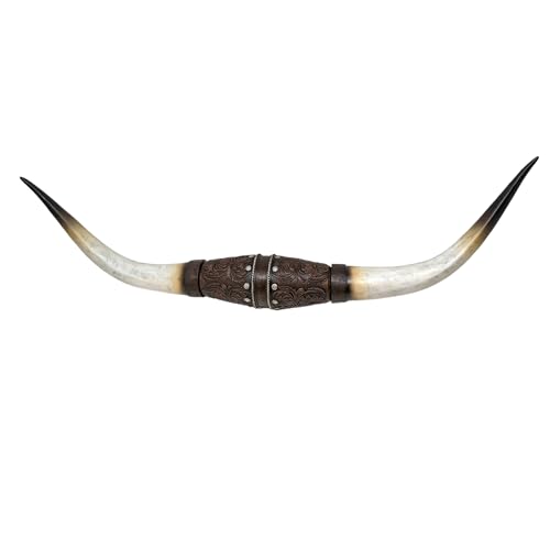 Faux Bull Longhorn Schädel Wanddekoration - Harz-Skulptur mit gedrehtem Lederstil - Rustikale Lenkhörner Wandkunst für Western, Südwesten, Indianer Dekor - Tolle Geschenkidee Faux Bull Longhorn Schädel Wanddekoration - Harz-Skulptur mit gedrehtem Lederstil - Rustikale Lenkhörner Wandkunst für Western, Südwesten, Indianer Dekor - Tolle Geschenkidee von AMAJY