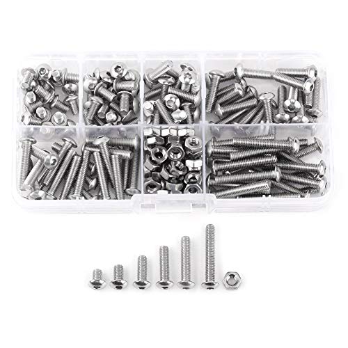 170pcs M4 Edelstahlschraube Set, SS304 Hex Socket Taste Head Bolts Muttern für den industriellen Gebrauch zu Hause 170pcs M4 Edelstahlschraube Set, SS304 Hex Socket Taste Head Bolts Muttern für den industriellen Gebrauch zu Hause von AMAKO
