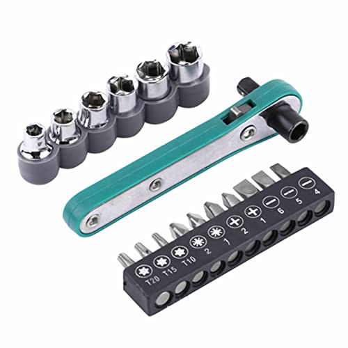 AMAKO 1/4 Ratschenschlüsselschraubendreher mit Bits & Sockets, hoher Härte, langlebiges Werkzeug für Garage, Werkstatt, Bauherren, Holz/Metallarbeiter AMAKO 1/4 Ratschenschlüsselschraubendreher mit Bits & Sockets, hoher Härte, langlebiges Werkzeug für Garage, Werkstatt, Bauherren, Holz/Metallarbeiter von AMAKO