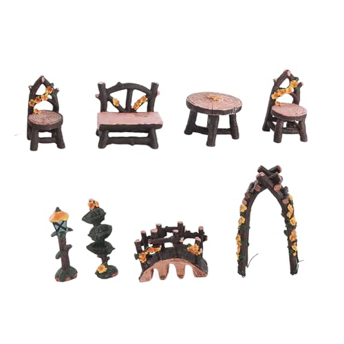 AMAKO Fairy Garden Zubehör Set:8 Stück Miniatur Harz Tischs Tühle, für Bezaubernde Garten Schmückung und Home Mini Landschaft, Leicht und Robust von AMAKO