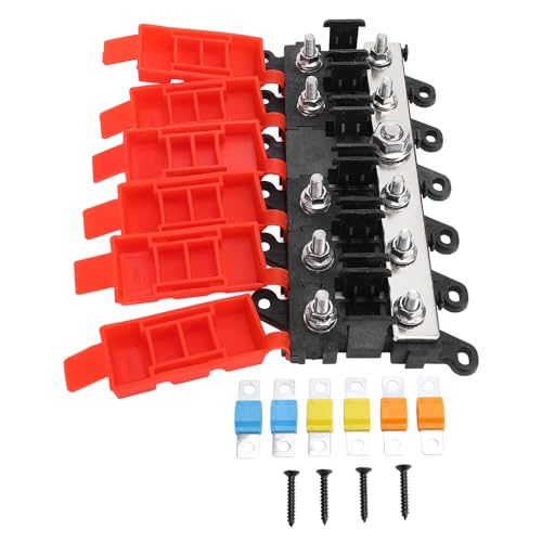 Bolt On Fuse Halter Kit: mit 30A 60A 100A Sicherungen, ABS+Metal Automotive Boat RV Accessoire Umfasst Halter, 6 Sicherungen und 4 Schrauben (5 Wege) von AMAKO