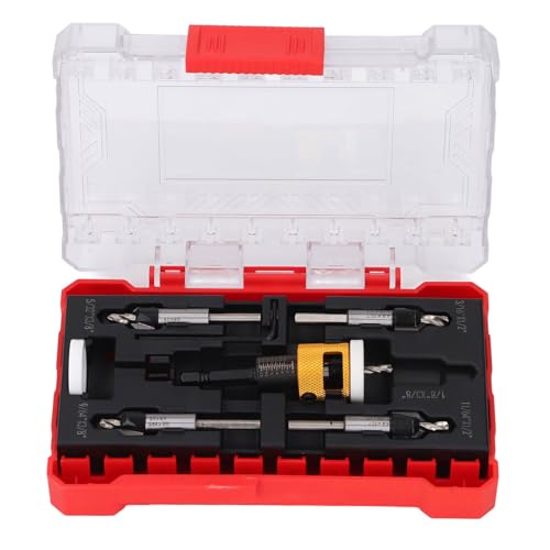 Hex Shank Countersink Drill Bit Set 5PC Einstellbare Tiefe Aluminium Legierung Kit für Präzisionsholzbearbeitung, professioneller DIY Gebrauch von AMAKO