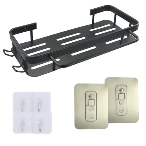 1 Stück Spülbecken Organizer Küche Schwammhalter - Küchenspüle Organizer mit Spültuchhalter und 10 Klebehaken, Metalle Hängender Küchenorganizer Badezimmer Organizer - Ohne Bohren (Schwarz) von AMANDELIZABE