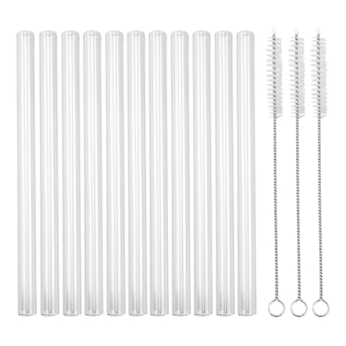 11 Stück Glastrinkhalme lang mit 3 Nylonbürsten - Kurze Glasstrohhalme 15 cm - Glastrinkhalme spülmaschinenfest - Glastrinkhalme von AMANDELIZABE