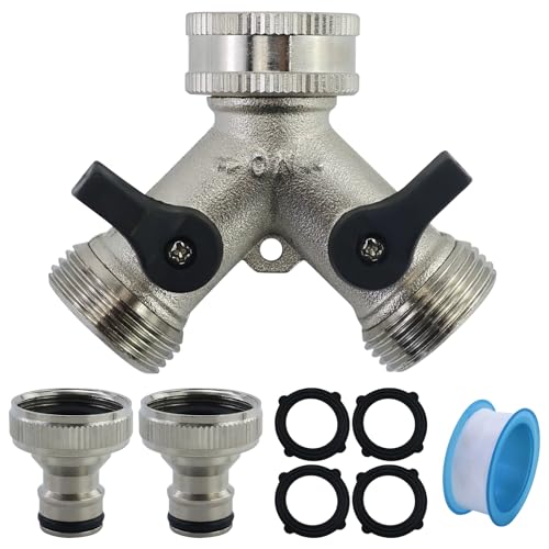 2 Wege Verteiler Wasser 3/4 Zoll,Wasseranschluss Verteiler,Wasserhahn Verteiler,Y-Verteiler Zulaufschlauch Waschmaschine GeschirrspüLer,Gartenschlauch Verteiler,Wasseranschluss Adapter Garten von AMANDELIZABE