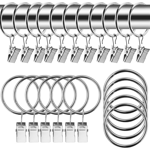 42 Stück Metall Vorhangringe Gardinenringe mit Clips Vorhang H채ngend Ringe für Fenster Tür Duschvorhänge, 32mm Innendurchmesser von AMANDELIZABE