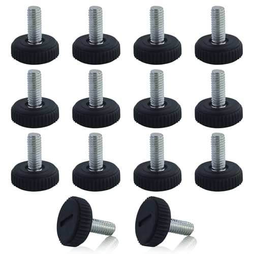 AMANDELIZABE 14 Stück Verstellbare Möbelfüße Höhenverstellbare Füße Tischbein Verlängerung Stellfüße M6x20mm Schwarz Nivellierfüße für Möbel Füße Stuhl Tisch von AMANDELIZABE