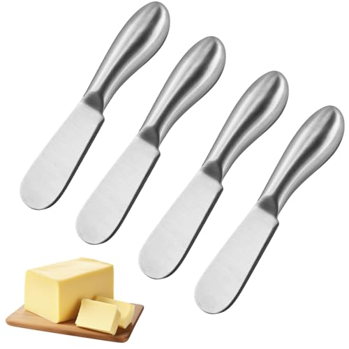 5 Stück Buttermesser, kleines Brotmesser aus Edelstahl, Käsemesser, Dessertmesser-Set, Mini-Käsemesser für Sahne, Butter, Marmelade (Silber) von AMANDELIZABE