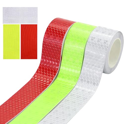 AMANDELIZABE Reflektorband Selbstklebend, 3 Rollen/3 m Zuschneidbar Reflektor Aufkleber, Reflektierendes Klebeband Starke Reflektion, Reflektor Tape für Sicherheit im Straßenverkehr - 2,5 cm Breite von AMANDELIZABE
