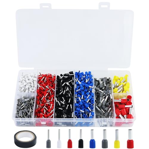 Aderendhülsen Set 1300 Stück, Aderendhülsen 0,5 mm² - 10 mm², Isolierte Aderendhülsen Sortiment, Aderendhülse Set für Drahtverbindung,mit 1 Rolle Klebeband Aderendhülsen Set 1300 Stück, Aderendhülsen 0,5 mm² - 10 mm², Isolierte Aderendhülsen Sortiment, Aderendhülse Set für Drahtverbindung,mit 1 Rolle Klebeband von AMANDELIZABE