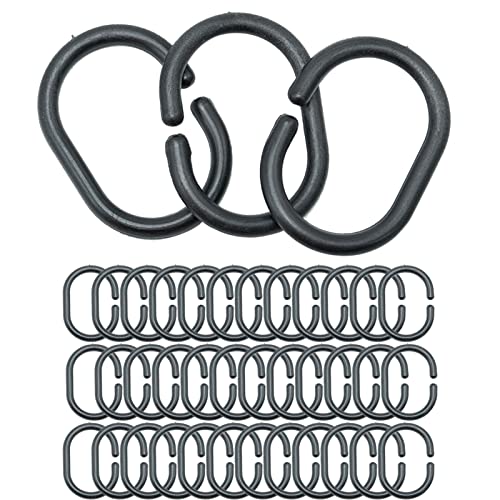 Duschvorhangringe aus Kunststoff, C-Form, Haken, für Türvorhang, Fenstervorhang, Schwarz, 18 Stück Duschvorhangringe aus Kunststoff, C-Form, Haken, für Türvorhang, Fenstervorhang, Schwarz, 18 Stück von AMANDELIZABE